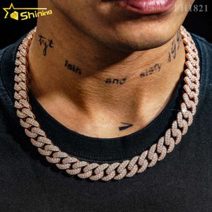 Hiphop Iced Out Link Chain 15mm Gold vergulde Sier VVS Diamond Cubaanse ketting en Moissanite -armband