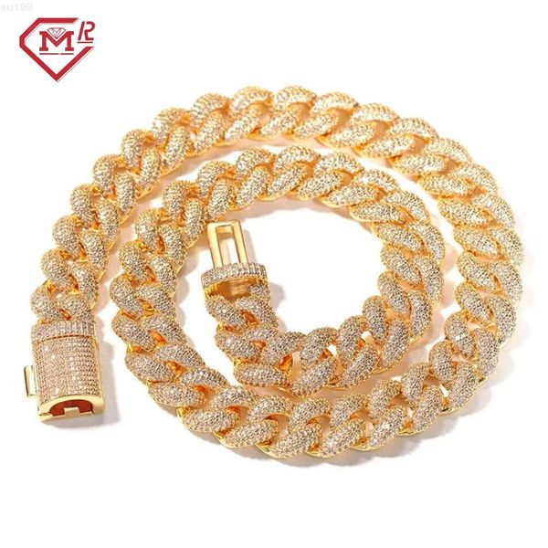 Hiphop Iced Out Miami Cuban Link Chain 14mm 925 STERLING Silver Gold plaqué VVS MISSANITE CUBAN CUBAN CUBAN