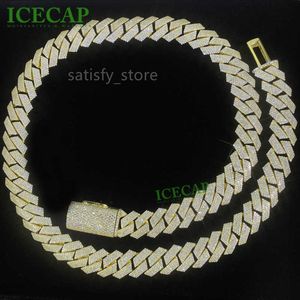 Hiphop sieraden 15 mm 4 rijen Moissanite Cuban Link Chain Ice 18K Gold vergulde vaste zilveren Diamant Miami Cuban Link Chain Necklace