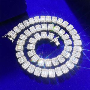 Hiphop Jewelry Factory Moisanite Diamonds S925 Mens pavée 10 mm Baguette Tennis Square Cuban Chain