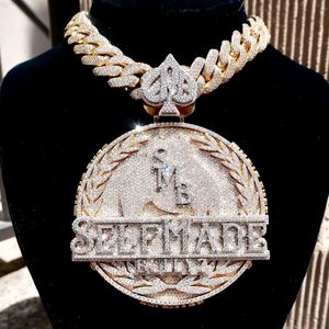 Bijoux hip hop glacé Vvs Moissanite diamant Mossanite pendentif personnalisé 925 en argent Sterling auto-fait Moissanite pendentif