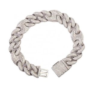 Hiphop sieraden varkensstijl 15 mm breedte Cubaanse ketting 925 zilveren vvs moissaniet diamant bracelet243j