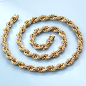 Hiphop sieraden zilveren moissaniet touw ketting ijzige sieraden verzilverde 18k gele gouden diamant gesneden touwketen