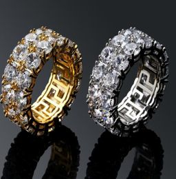 Hiphop Men039S -ringen met zijstenen Dubbele rijen Tiny Ring Large CZ Stone Party Rings Maat 7115007208