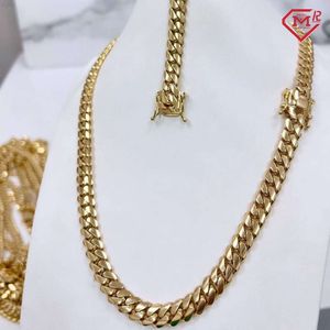 Hiphop Miami Cubaanse ketting Iced 9mm Pure 925 Sterling Silver 14K Gold vergulde Moissanite Cuban Link Chain