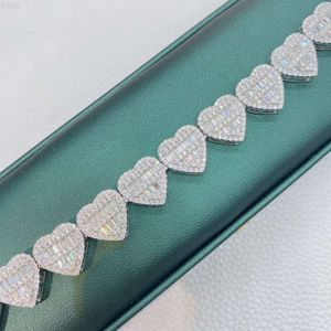 Hiphop ketting hanger volledige sieraden diamant geometrische Vvs Moissanite Cubaanse 925 zilveren hartkettingen