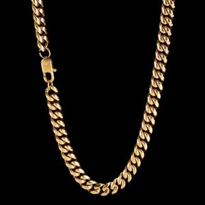 Colliers hiphop pendentifs chaînes de 6 mm en acier inoxydable européen et américain cryptage de meulage rond chaîne cubaine véritable collier pour hommes en titane plaqué or