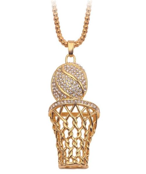 Hiphop personnalité balle cadre basket pendentif collier panier collier sport tendance bijoux 1075556