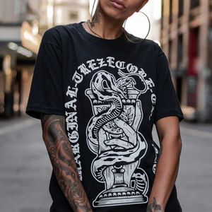 Hiphop Retro Rock Street T-shirt à manches courtes été américain Tatoo Chicano Viper imprimé coton haut décontracté vêtements pour hommes 240313