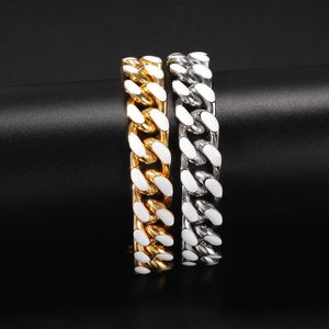 Bracelet de chaînes de rock hiphop, bracelet de chaîne cubaine en acier inoxydable couleur goutte à goutte de 12 mm, bracelet tendance de la mode pour unisexe, braclets de couplesNBS1372