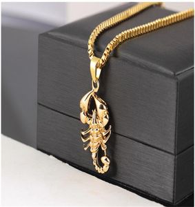 Colliers de roche hiphop hommes animaux en acier inoxydable Scorpion Pendant Gold Chain Fashion Jewelry4696220