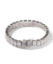Bracelet de tenns de diamant carré en argent Hiphop Bracelet 7inch 8quotinch 86 mm Simulate Dimonds Braceles Braceles5760192