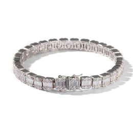 HIPHOP Zilver vierkant diamant armband Tenns Bracelet 7inch 8quotinch 86 mm Simuleren Dimonds Bangles Braceles2712662
