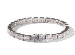 Bracelet de tenns de diamant carré de Silver Silver Hiphop 7inch 8quotinch 86 mm Simulate Dimonds Braceles Braceles3754791