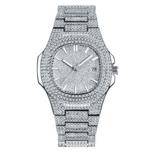 Hiphop – montre à Quartz scintillante pour hommes et femmes, petite montre en or, tendance et Cool, avec diamants complets