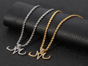 Hiphop Style M Lettre collier Pendant Dragon Magic Logo Majin Buu Tatouages Marques Gold Silver Color Link Chain Bijoux Colliers 1395163