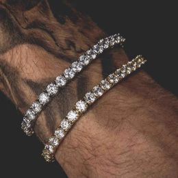 Bracelet de tennis hiphop Homme Iced Out 3/4 / 5 mm Cumbic Zirconia Mens Crystal Chain sur la main Hip-Hop Streetwear Jewelry Male H086