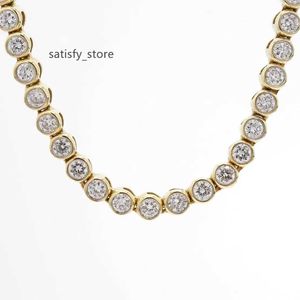 HIPHOP VVS1 Diamant Bezel ketting Real 14K/18K GOUD 16/18/20in Moissanite Tennis Chain for Men Women