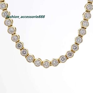 Hiphop VVS1 collier avec lunette en diamant véritable 14K/or 16/18/20 pouces chaîne de Tennis Moissanite pour hommes femmes