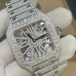 Hiphop Montre Hommes Femmes Montres Diamant Glacé De Luxe Mode Bling Cadran Lunette Bande Vvs Moissanite