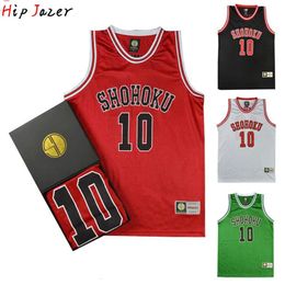 HipJazer Slam Cosplay Shohoku Sakuragi 10 Hanamichi 11Rukawa Kaede Basketbal Jersey Sport Hiphop Jerseys 240306