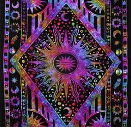 Hippy Hippie psicodélico mandala luna solar pared cuelging gran tapices bohemios indios decoración de tela sh19092524966666