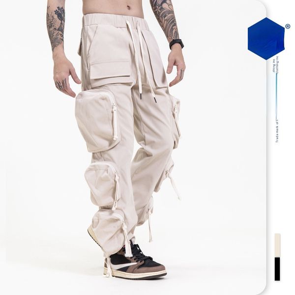 Hipster Multi-bolsillo Cargo Pantalones High Street Function Paneles Casual Hombres