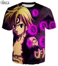 Hipster Style Men T-shirts Anime Les sept péchés mortels 3D imprimement complet à manches courtes en tête de streetwear Hip Hop Unisexe 694410
