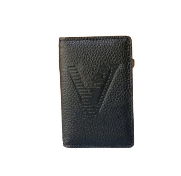 Hiqh Calidad Negro Carteras en relieve Monederos Monederos Cartera para hombre Tarjeta de crédito corta Tarjeta de visita Titulares de identificación Hombre Mujer Paquete Bolsa Monedero pequeño Wit216x