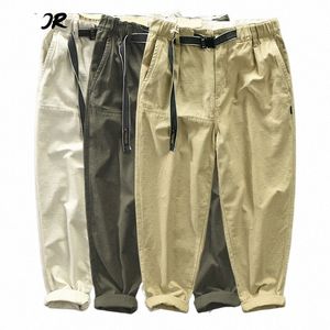 Hiqor 2023 Nouveaux hommes Cargo Pantalons 100% Cott Marque Mâle Kaki Blanc Casual Taille Moyenne Coupe Ample Pantalon Hip Hop Streetwear Vêtements a8n6 #