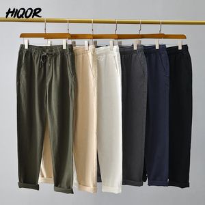 Hiqor 6 couleurs pour hommes en coton pantalon décontracté estival dans un pantalon solide respirant pour les hommes hommes hétéros 240417