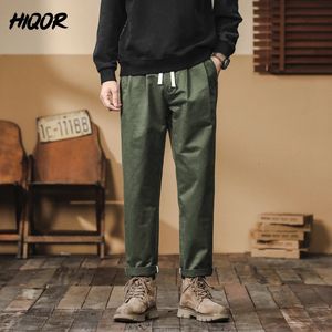 Hiqor in pantalones vrachtbroek voor mannen lente herfst pantalon homme solide vintage baggy lading broek man pantalon lading 240329