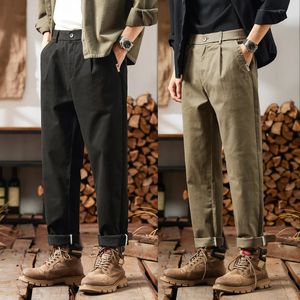 HIQOR hommes printemps pantalons décontractés en coton classique affaires Stretch pantalon droit mâle Cargo Y2k marque vêtements 240320