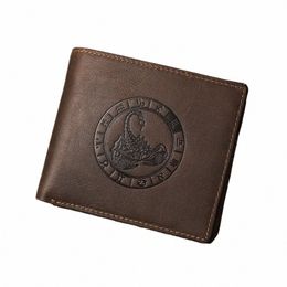 HIRAM Portefeuille en cuir en cuir authentique pour hommes 12 CStellatis Custom Logo Stam RFID Carte Holder Portefeuille mâle Male Pourse R4O1 # #