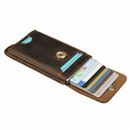 Hiram Vintage en cuir véritable RFID blocage porte-cartes portefeuille pour hommes de luxe carte portefeuille étui en aluminium métal mince titulaire de la carte r5ib #