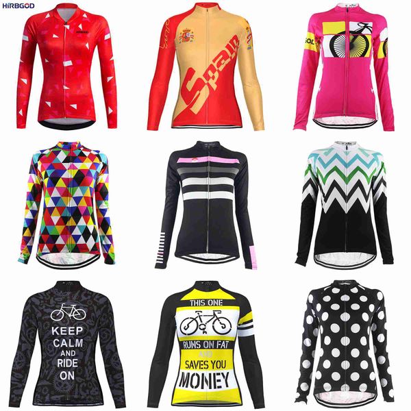 Hirbgod Lady Longue Manches Cyclisme Jersey Lightweight Sport Vêtements Équipe Vélo Veille Camisa Ciclismo Feminina Manga Longa H1020