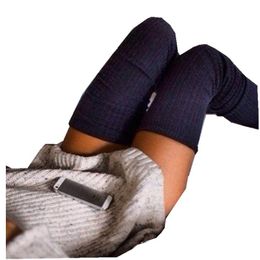 Hiriginien Hoge Quility Womens Winter Zachte Solid Cable Knit Over Knie Long Boot Dij-Hoge Warme Sokken Socking Wijfje