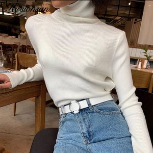 Hirsionsan Basic Warm Knitted Sweaters Women New Autumn Winter Turtleneck Pullovers Slim Skinny Solid Jumper Elastic Tops 201031