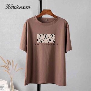 Hirsionsan Léopard Imprimé T-shirt Femmes 100% Coton Surdimensionné Gothique Graphique Femme Soft Tops Harajuku Lâche Cusual Tees Dames 210623