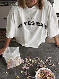 Hirsionsan vintage dit oui bébé tshirt imprimé couple graphique t-shirt femme petit ami coton street sportif décontracté 240506