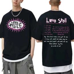 Hirts Hole Love Spell Lyrics T-shirt rétro Hip Hop Mens T-shirt T-shirt Courtney Love Beautiful Monsters 90S Rock Band T-shirt J240506