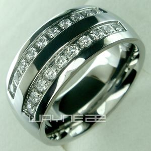 Sa bague de fiançailles de mariage en acier inoxydable massif pour homme taille de 8 9 10 11 12 13 14 15