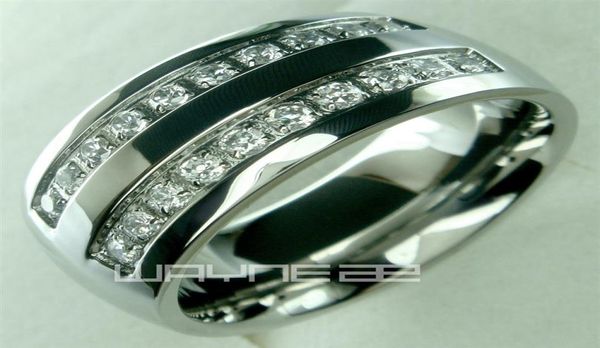 His anillo de compromiso de boda con banda de anillo sólido de acero inoxidable para hombre tamaño de 8 9 10 11 12 13 14 15289h1113155