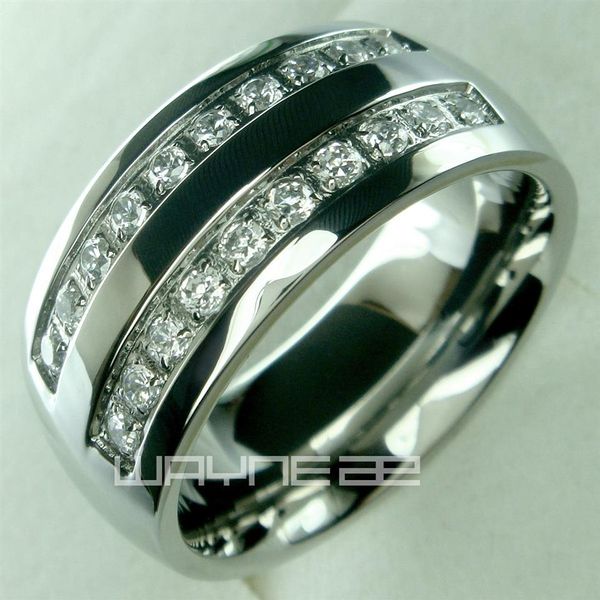 Son anneau solide en acier inoxydable pour hommes, bague de fiançailles de mariage, taille de 8 9 10 11 12 13 14 15257p