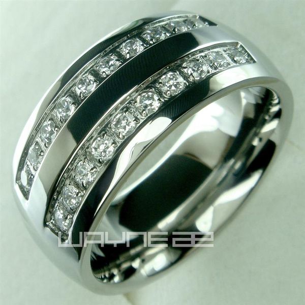 His anillo de compromiso de boda con banda de anillo sólido de acero inoxidable para hombre tamaño de 8 9 10 11 12 13 14 15296y