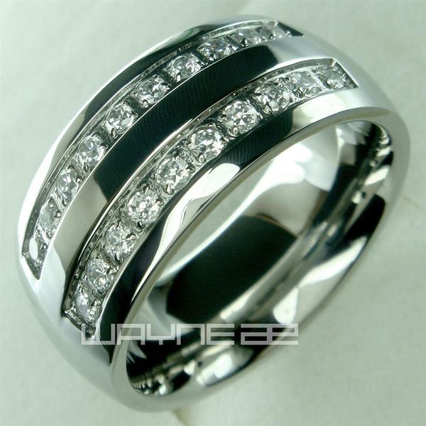 Su anillo de compromiso de boda con banda de anillo sólido de acero inoxidable para hombre tamaño de 8 9 10 11 12 13 14 15283H