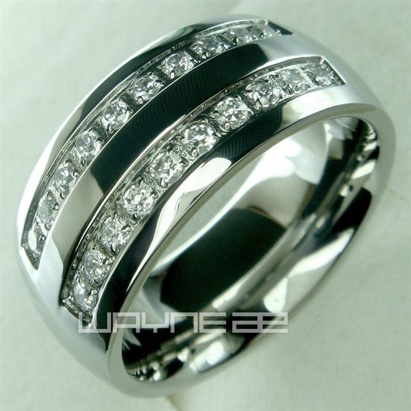 His anillo de compromiso de boda con banda de anillo sólido de acero inoxidable para hombre tamaño de 8 9 10 11 12 13 14 15290y