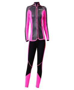 Hisea 25 mm dames tweedelige duikuitrusting bodysuit jas broek Rashguard panty neopreen wetsuit duikjack lange broek7198004