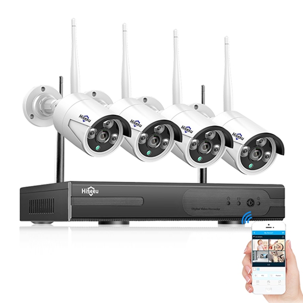 Uppdateringsmodell Hiseeu Wnkit - 4H Quad 2 Megapixel NVR Wireless Monitoring Set