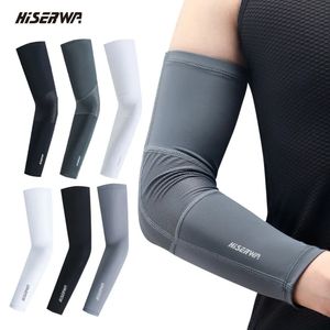 HISERWA – manchon de bras en soie glacée, Protection UV, manches de cyclisme pour hommes et femmes, couverture de coude, manchette respirante pour l'extérieur, 240312